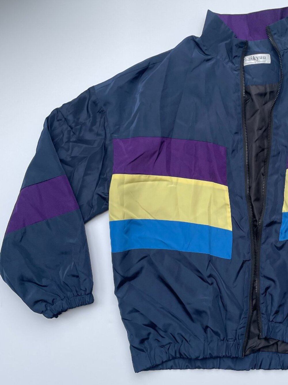Haikyuu Colorblock Windbreaker Jacket | Size L | Navy / Purple / Yellow / Blue
